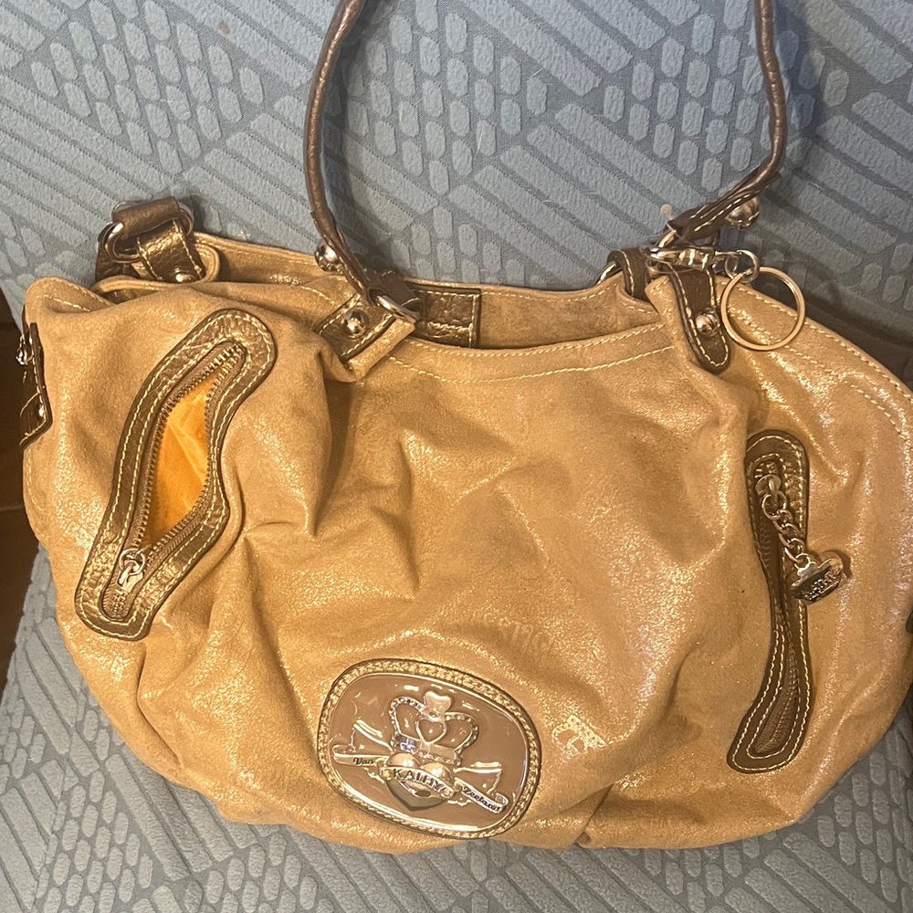 Kathy Van Zeeland Gold Shoulder Bag